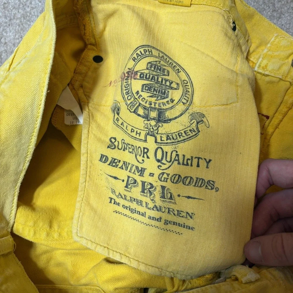 Vtg Polo Ralph Lauren Jeans Mens 36x32 Sunfish Yellow Slim Straight Denim Pants